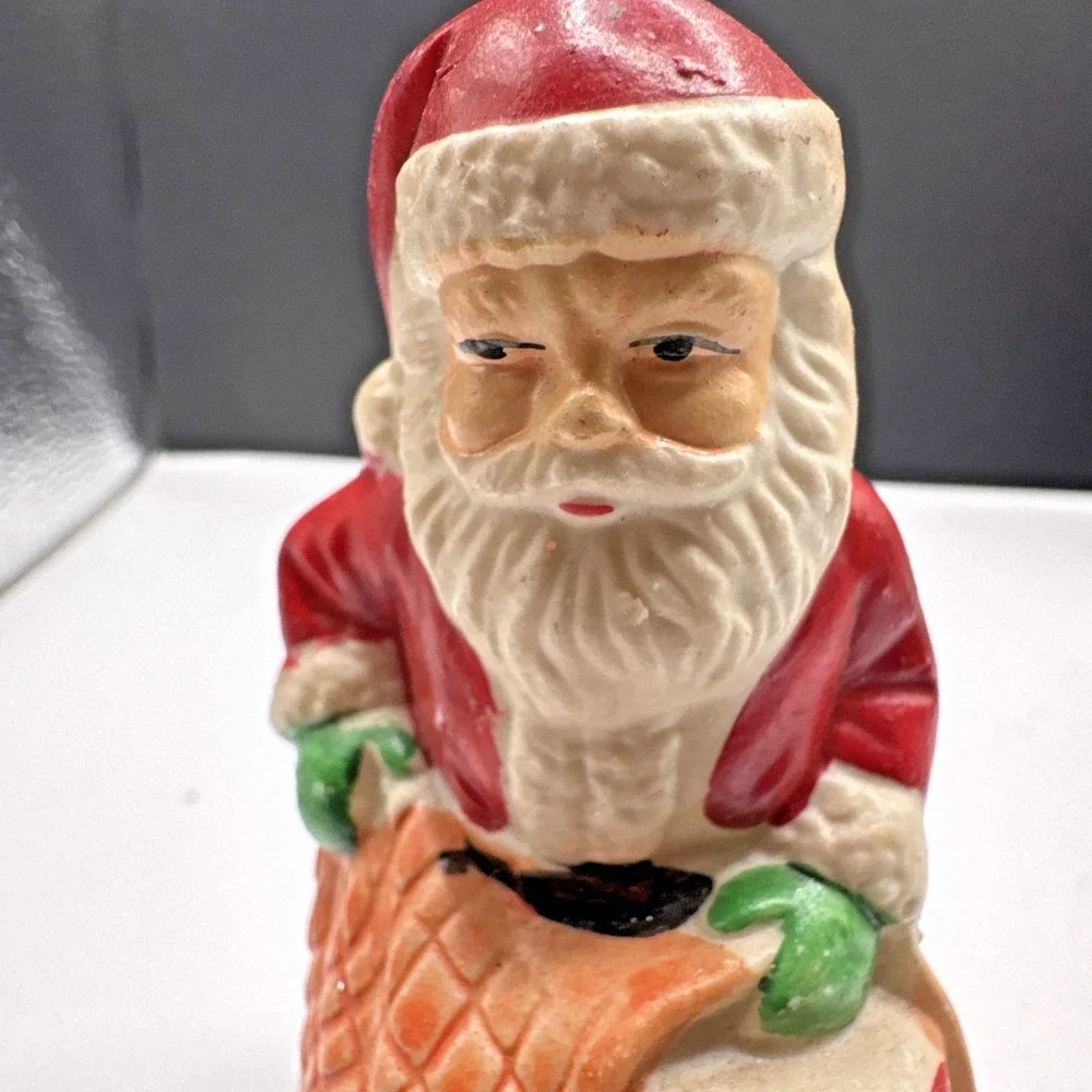 Vintage Ceramic Santa Claus Christmas Ornament 3.5